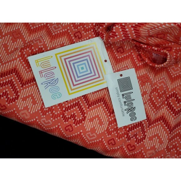 LulaRoe XL 3392 GiGi Peach Heart Squiggly Line Short Sleeve Poly/Spandex Shirt - Picture 10 of 12